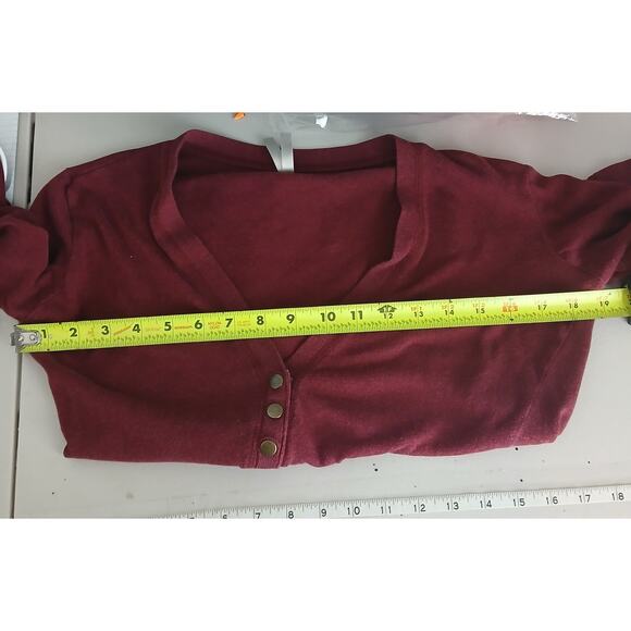 Y2K Snap Button V-Neck Cardigan Size MD Fitted Ribbed Hem Preppy Academia Casual - Picture 5 of 7